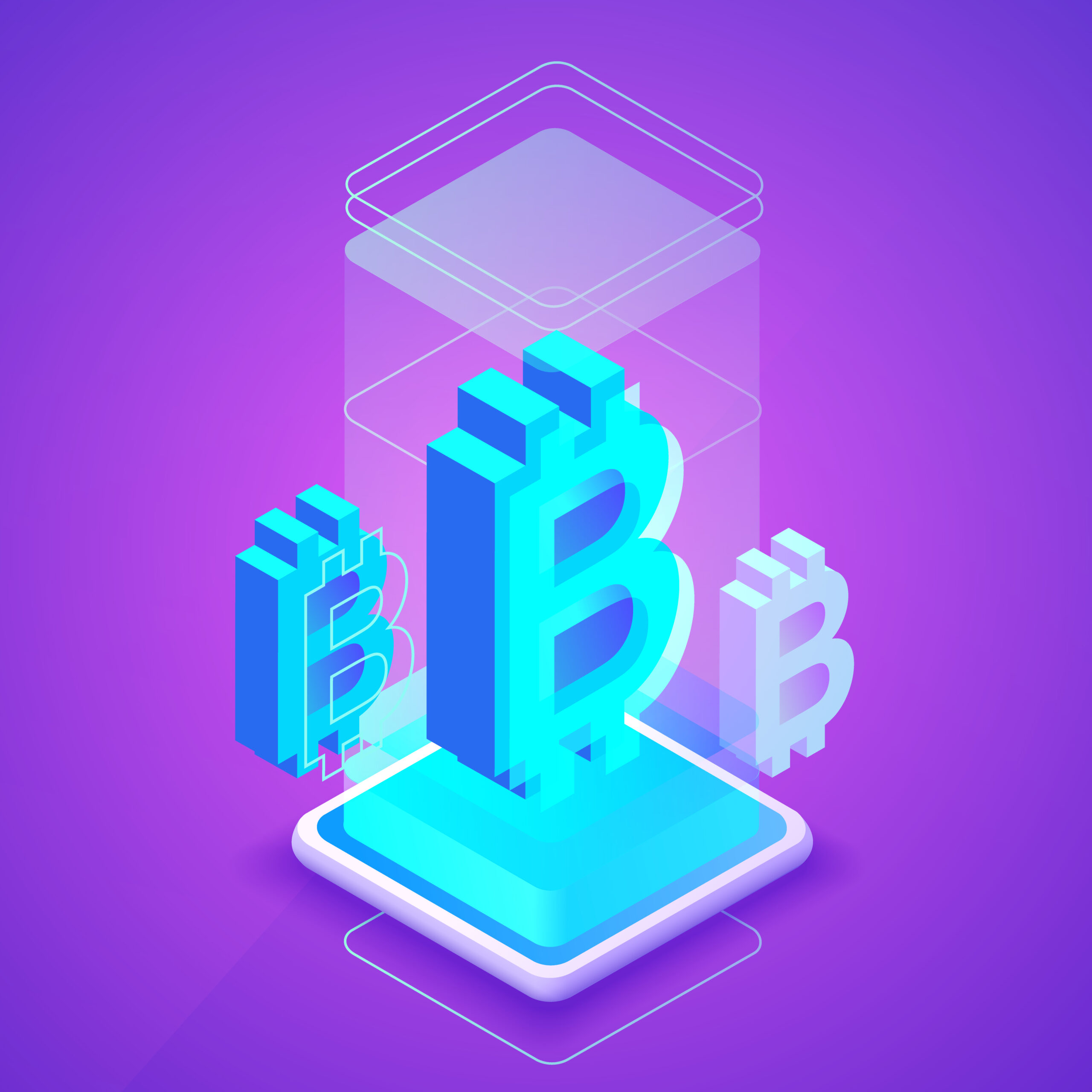 Bitcoin cryptocurrency blockchain vector illustration